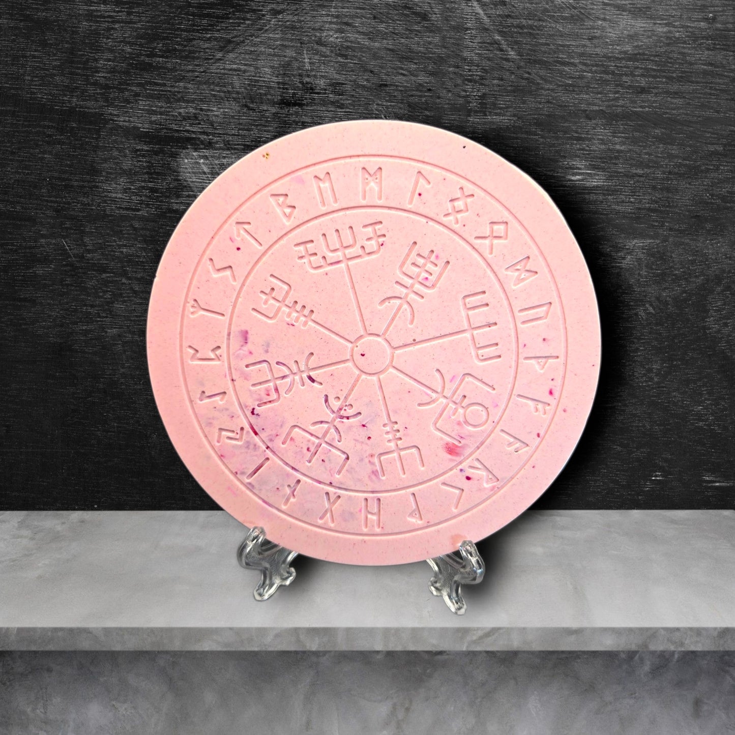 Blush Vegvisir Rune Circle Coaster