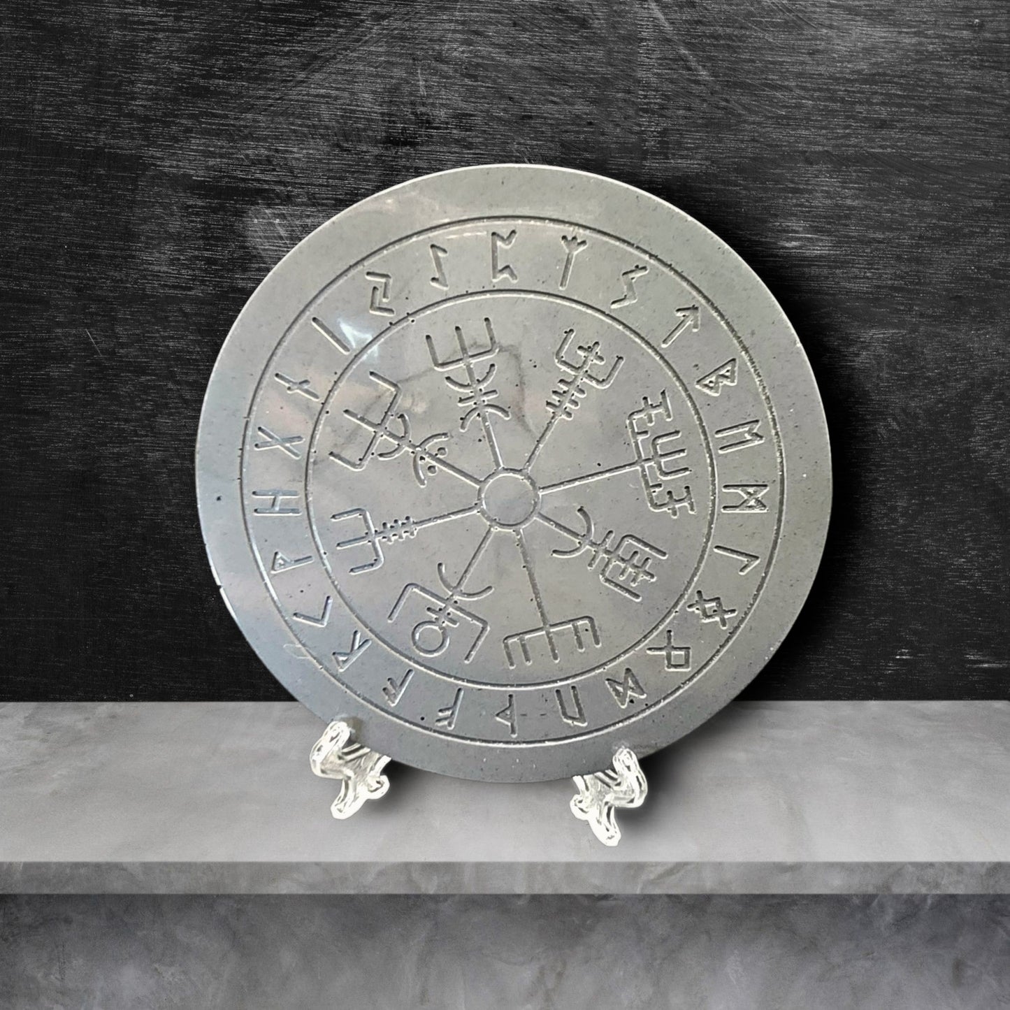 Storm Gray Vegvisir Rune Circle Coaster