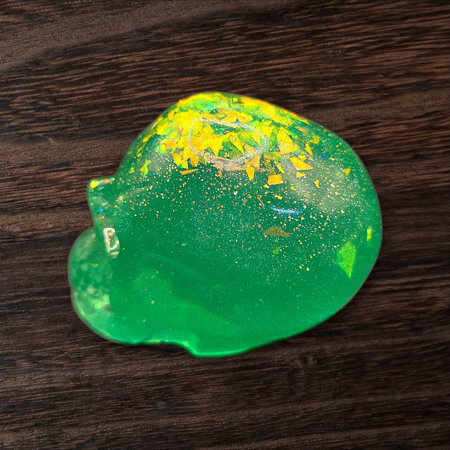 Emerald Glitter Dump Skull- Large