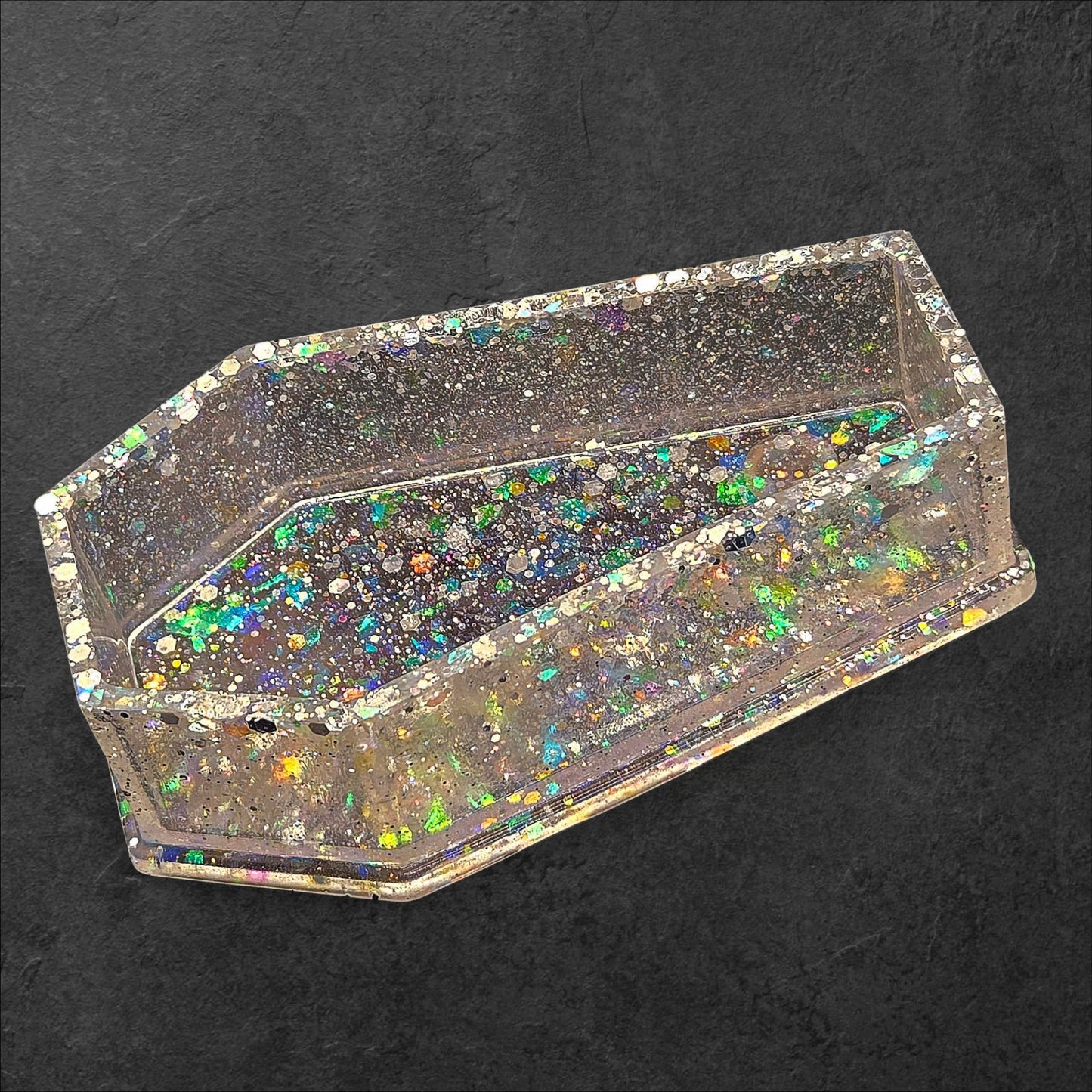 "Holo to the Grave" – Crystal Clear Coffin Trinket Dish