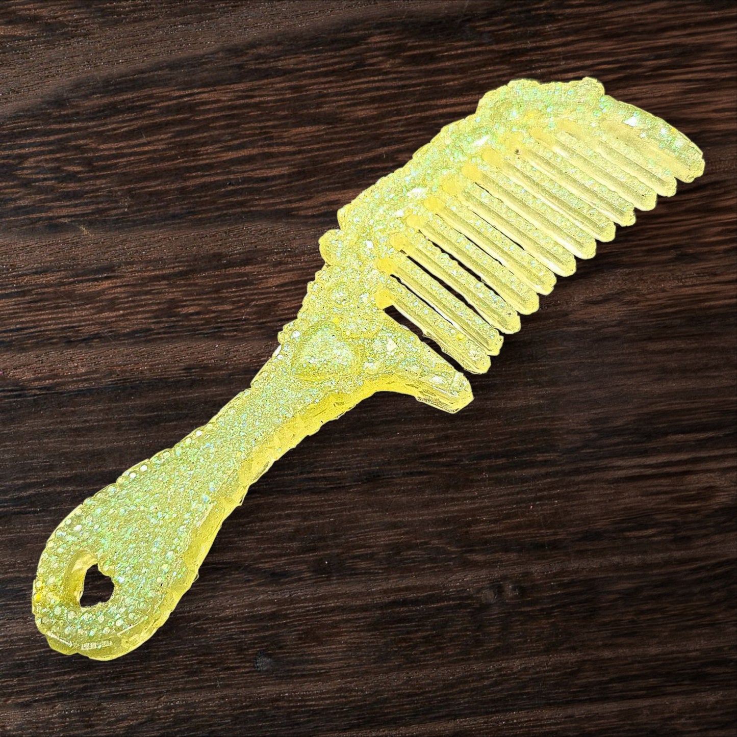 Fluorescent Yellow Crystal Decorative Comb