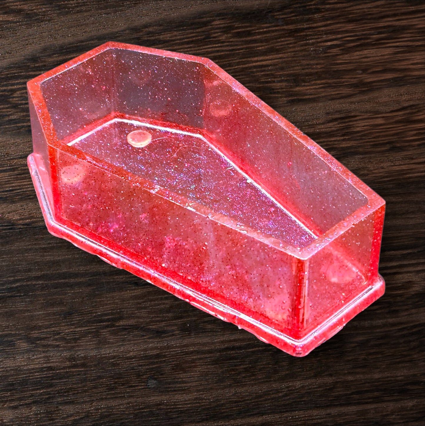 Bloody Stardust Coffin Tray – Red Resin with Fine Blue Glitter