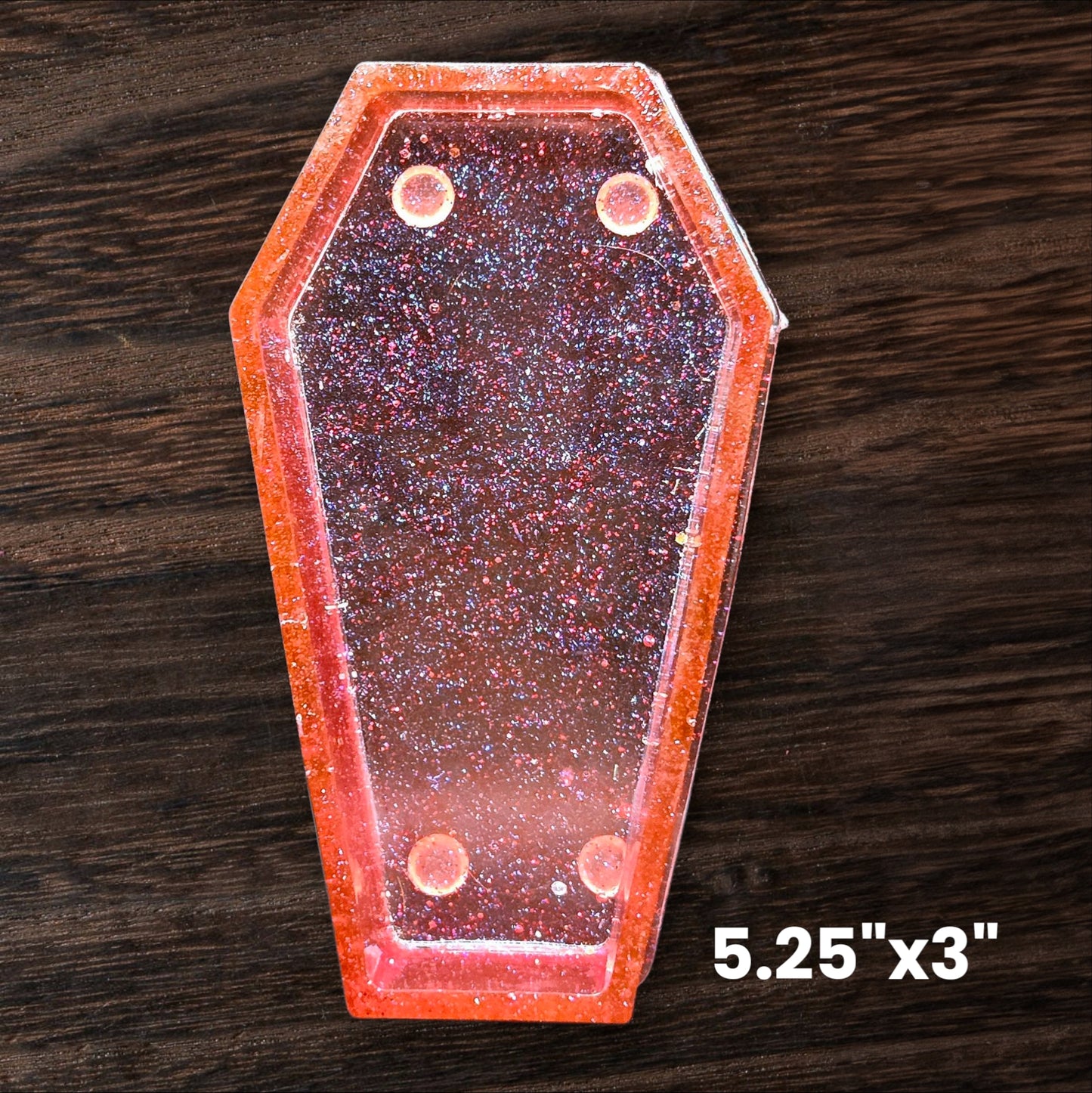 Bloody Stardust Coffin Tray – Red Resin with Fine Blue Glitter