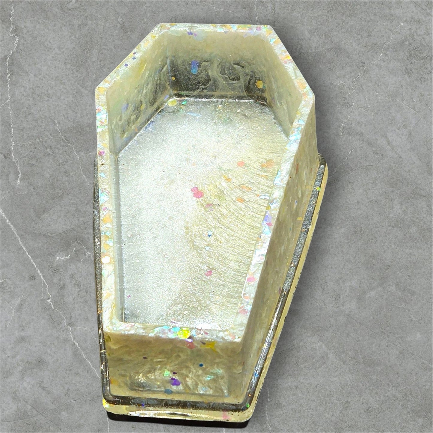Iridescent Pearl Coffin Trinket Tray