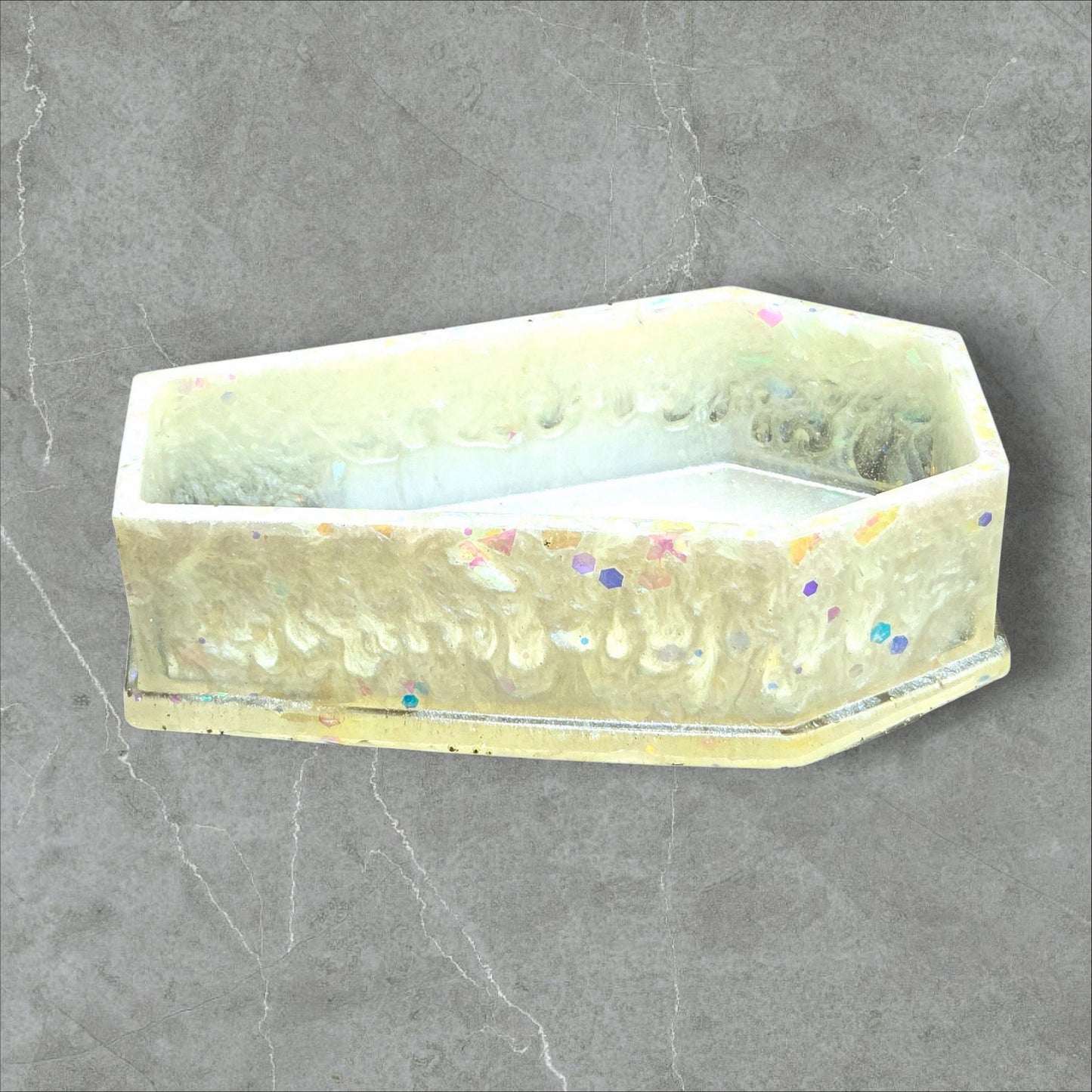 Iridescent Pearl Coffin Trinket Tray