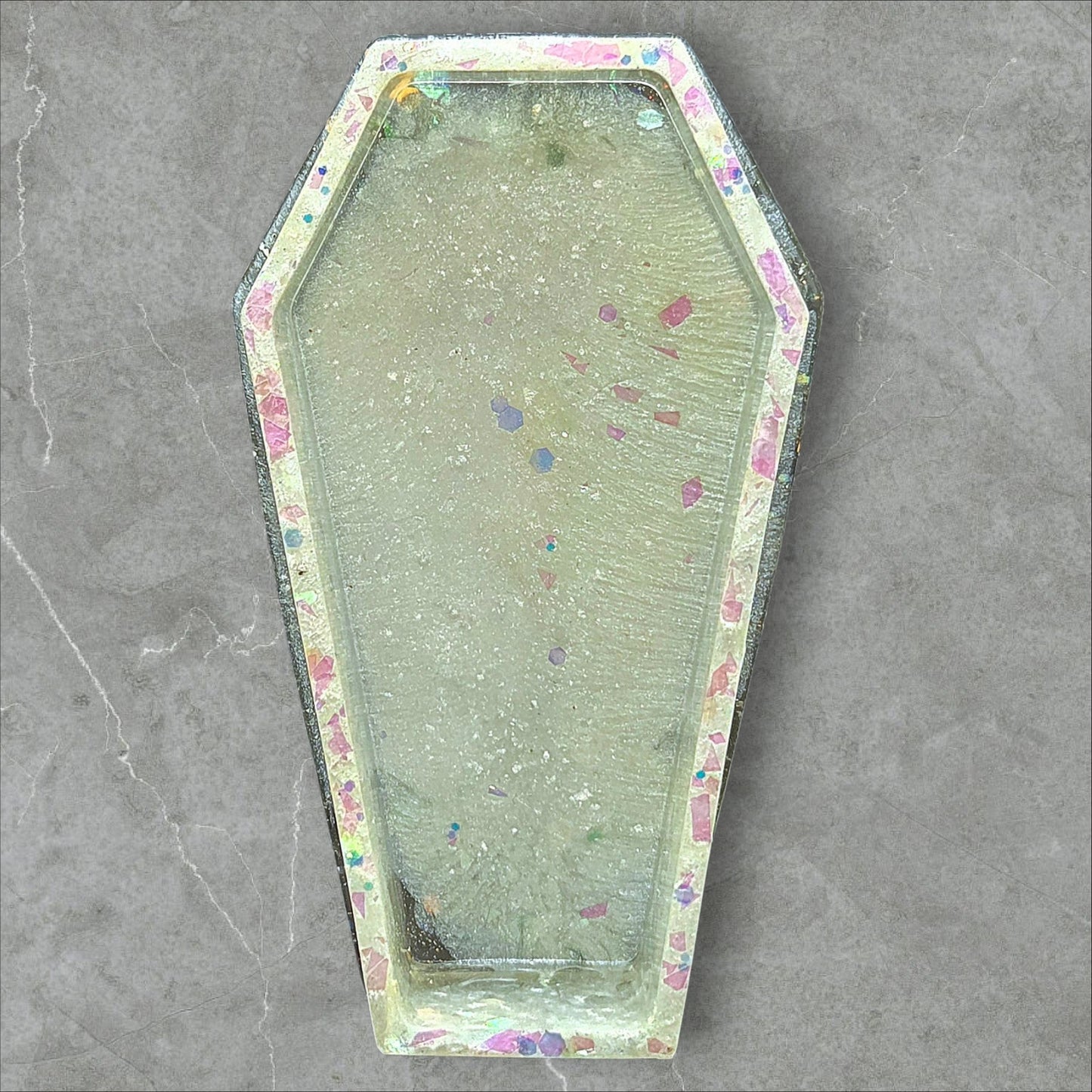 Iridescent Pearl Coffin Trinket Tray