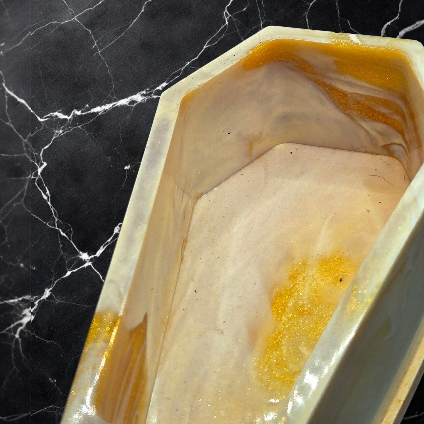 Golden Marbled Afterglow Coffin Tray