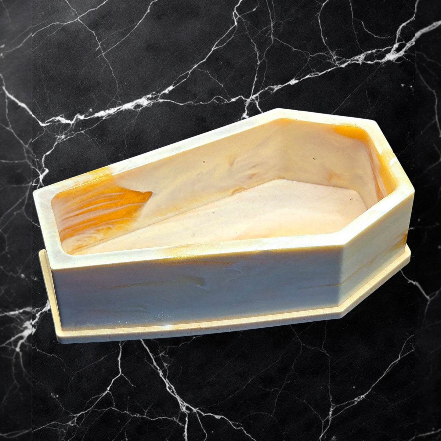 Golden Marbled Afterglow Coffin Tray