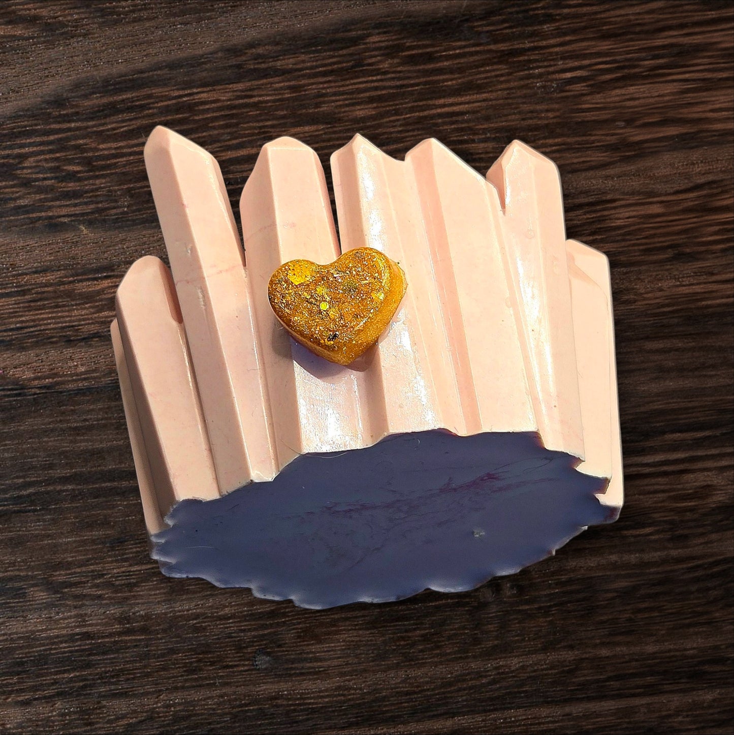 "Pink Power" Crystal Tea Light Holder with Gold Heart