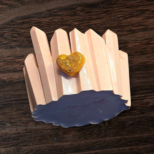 "Pink Power" Crystal Tea Light Holder with Gold Heart