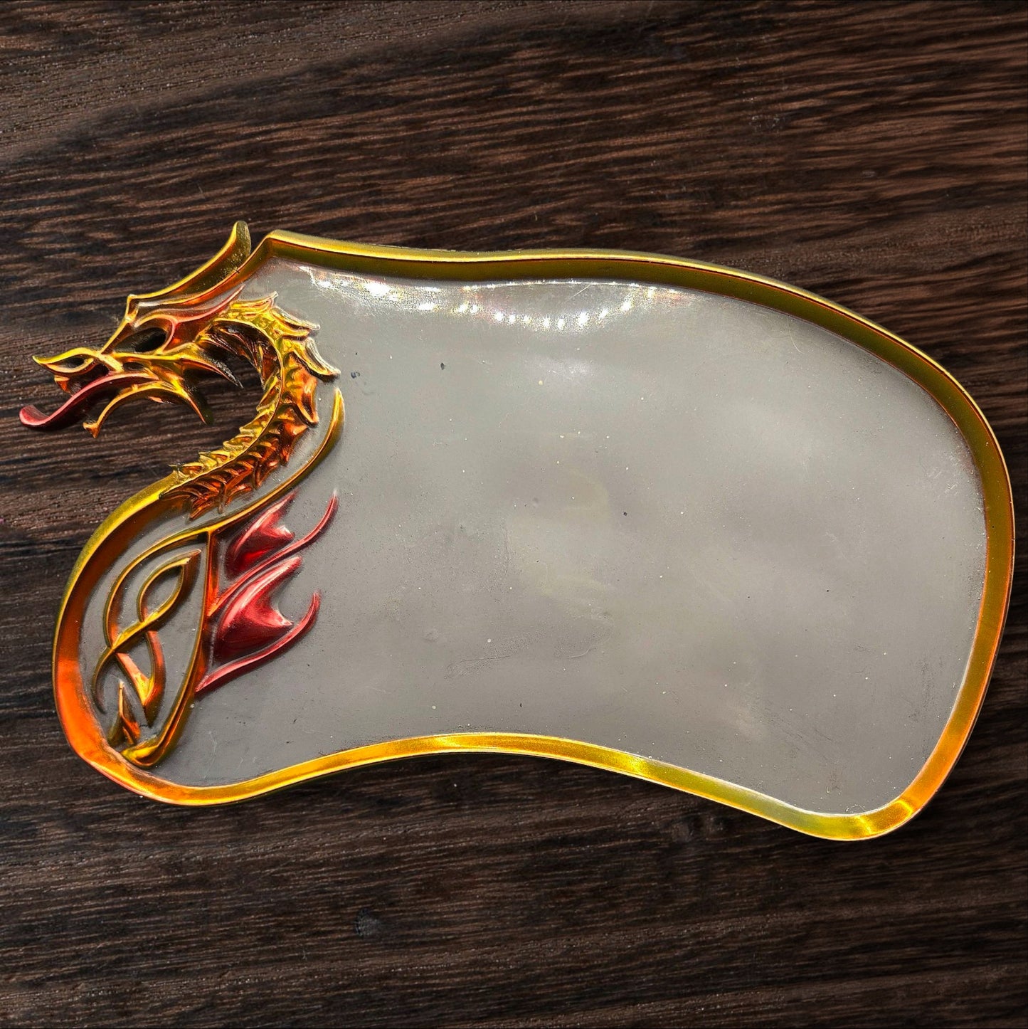 Shifting Dragon Tray – Gray Polyurethane with Color-Changing Detail