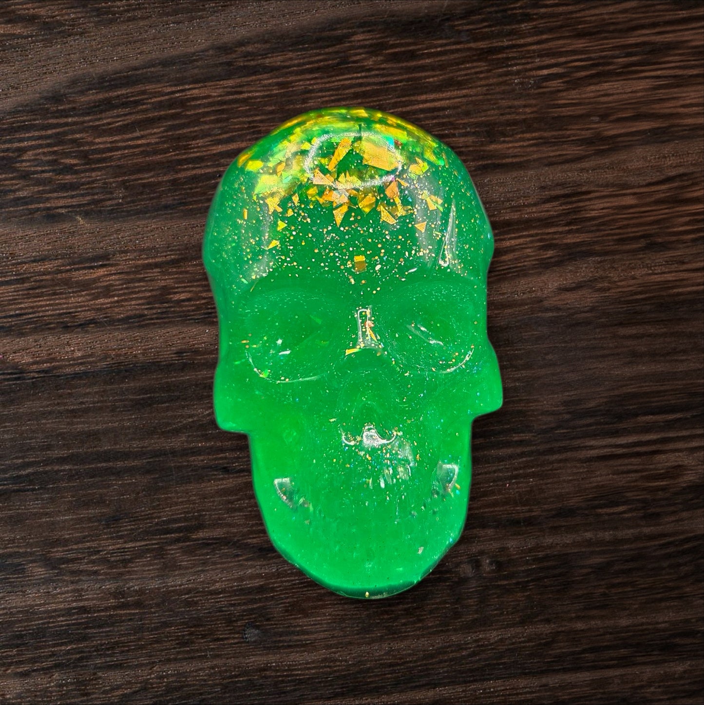 Emerald Glitter Dump Skull- Large