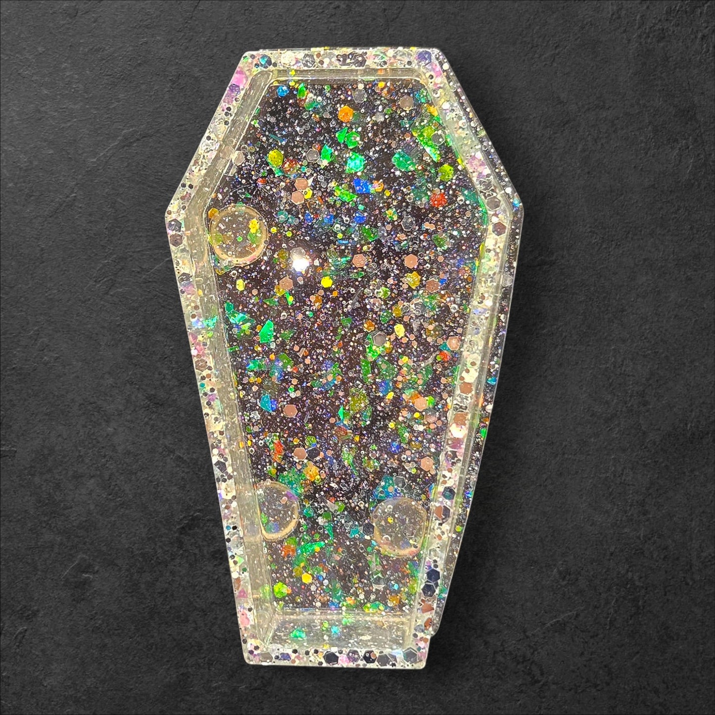 "Holo to the Grave" – Crystal Clear Coffin Trinket Dish