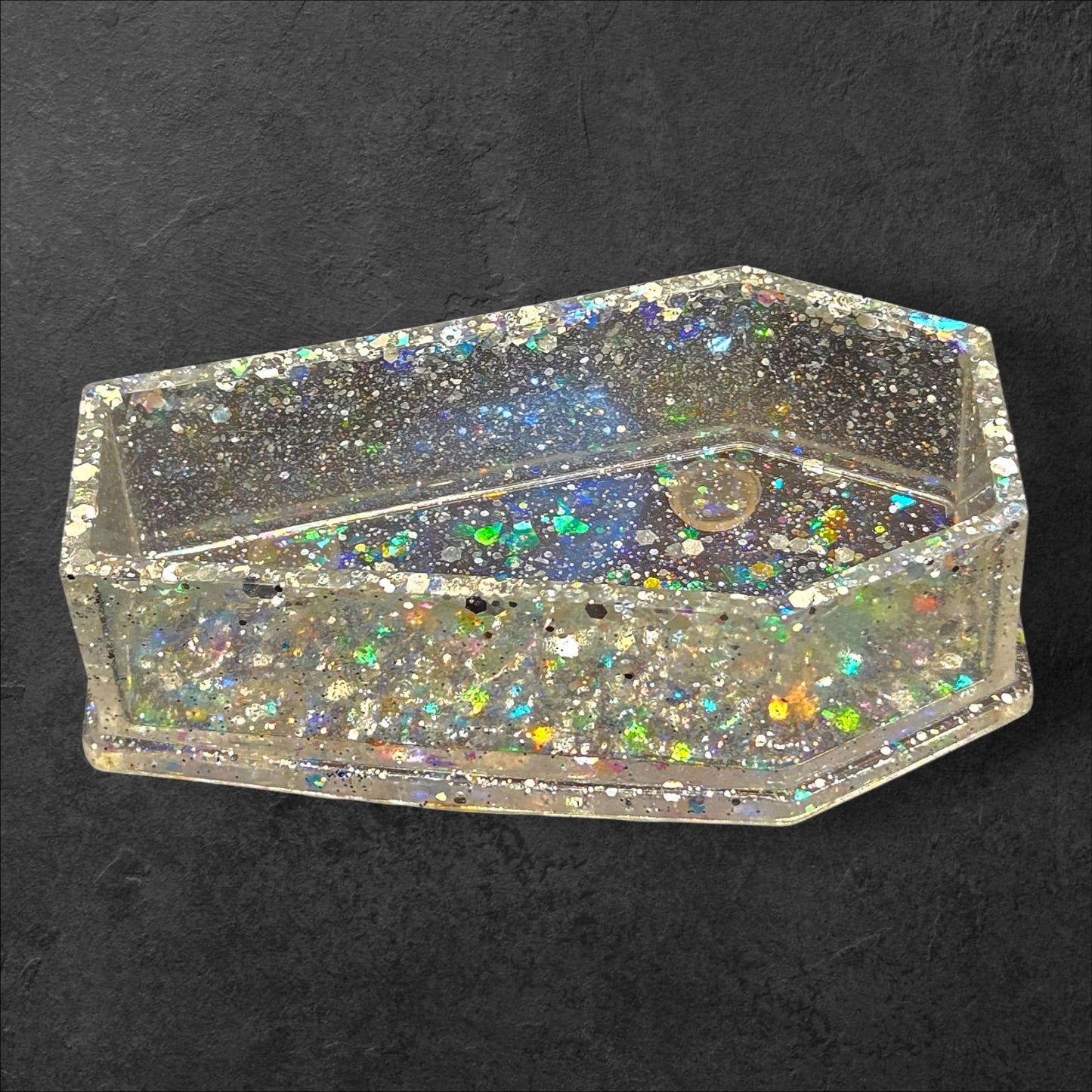 "Holo to the Grave" – Crystal Clear Coffin Trinket Dish